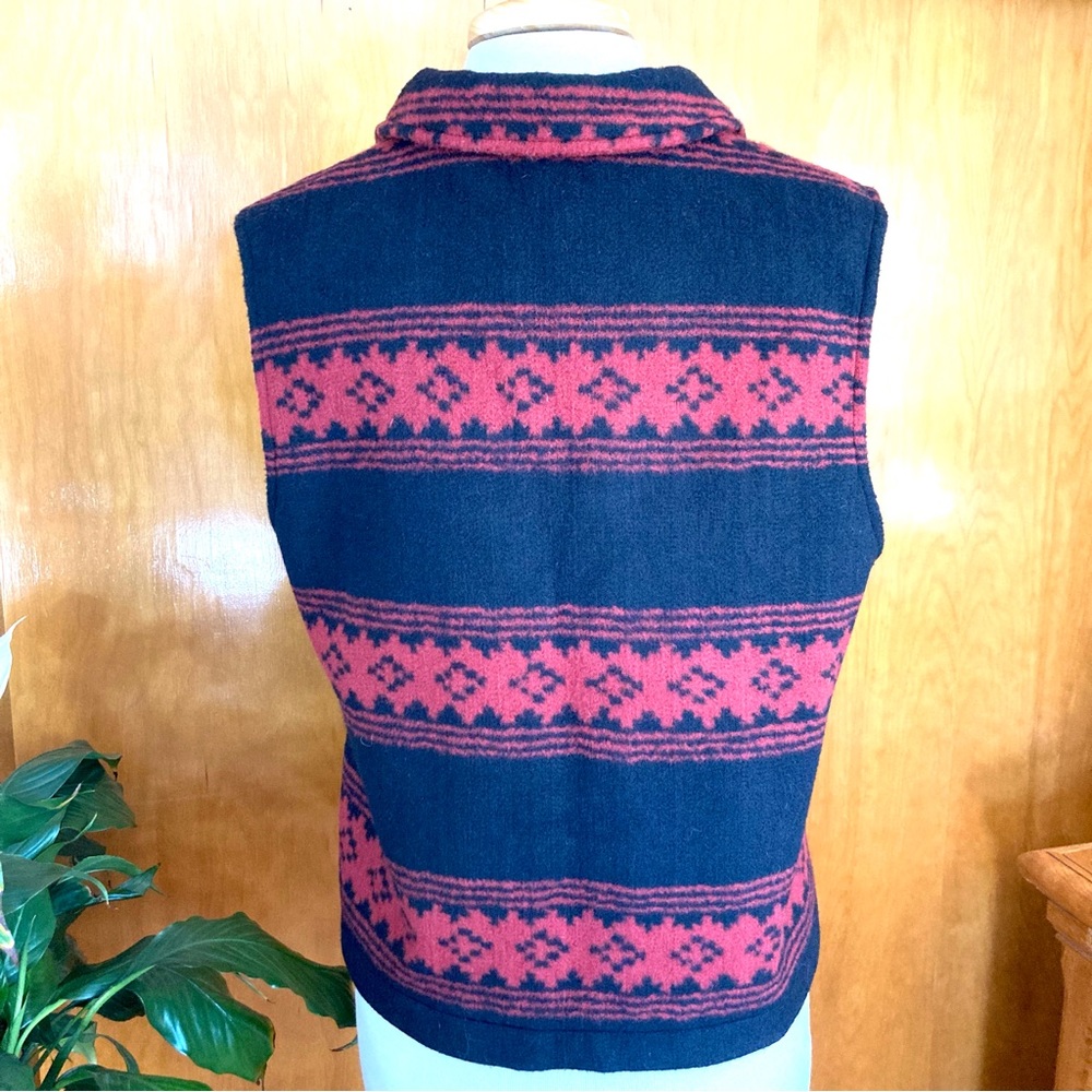 Orvis Vest Black Red Diamond Patterned 3 Button W… - image 2